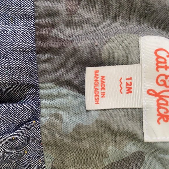 12 mos Boys Denim Speckled Camo Button Up - Picture 5 of 5